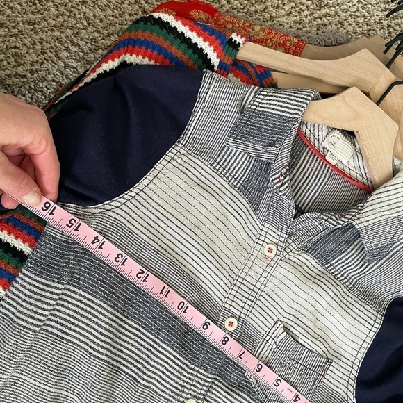 Anthropologie Postmark Brand Blue and White Stripe Tunic Top - Picture 14 of 15